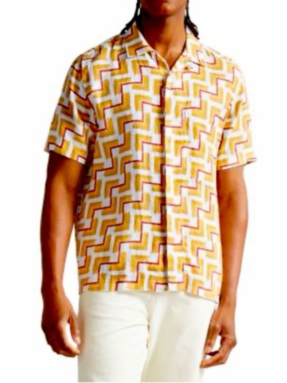 Ted Baker 100% Linen Mens Button up Short Sleeve Size 4 (large)